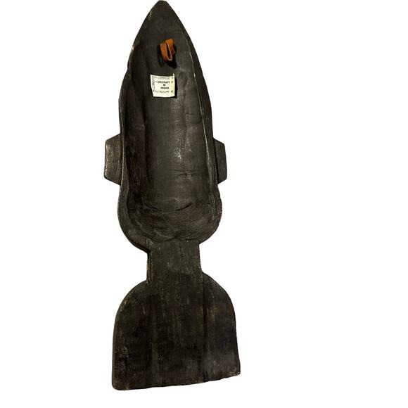 Wooden Mask Ghana Africa Ghanean Tribal Beaded Cheeks African Art Embossed Metal - Picture 2 of 11